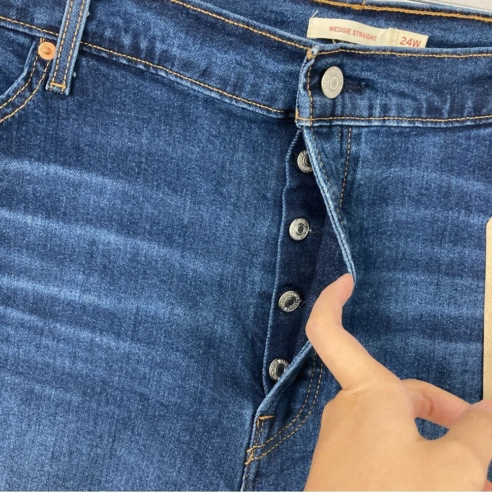 New Levi's Wedgie Straight Leg‎ High Rise Crop Jeans size 24W - Picture 5 of 10